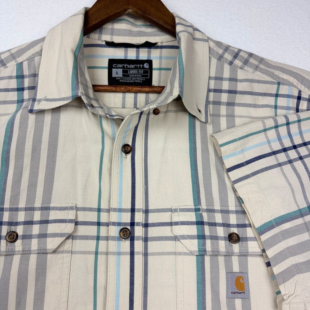 Carhartt Loose Fit Plaid Cotton Work Shirt Large